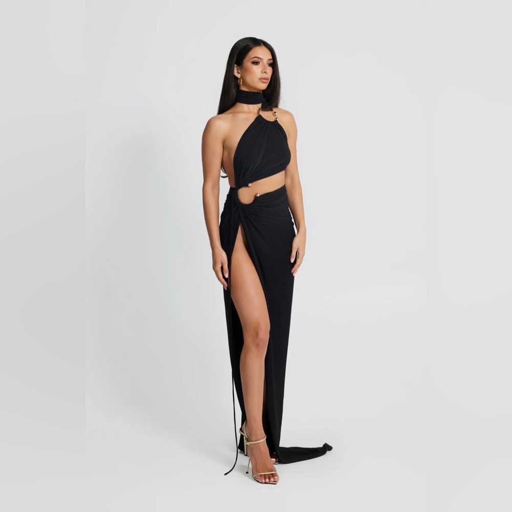 NWT Melani the label Zahra maxi dress gown in black, size small